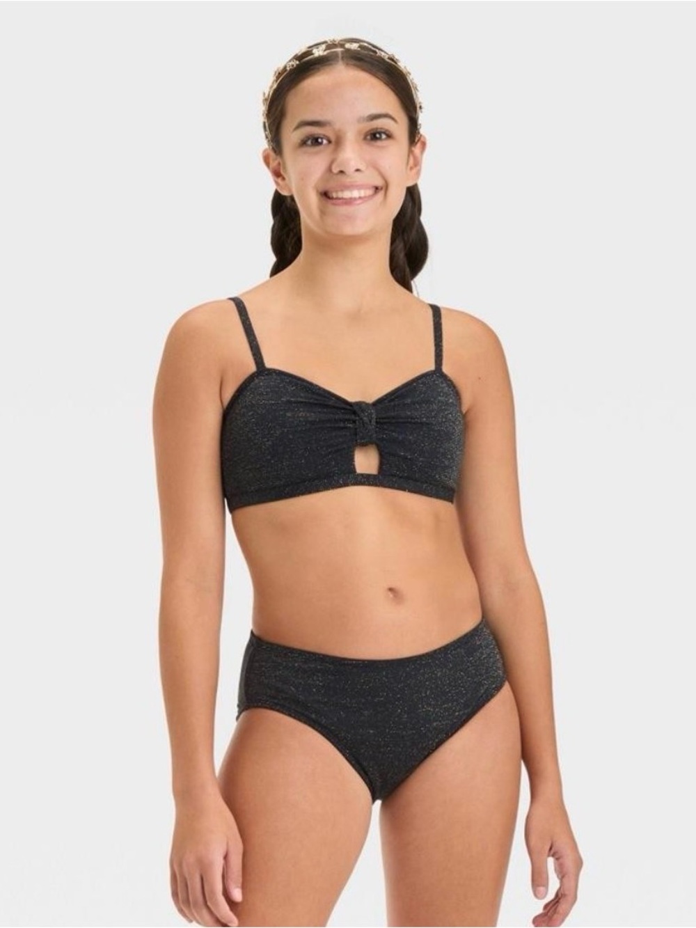 Art Class Girls Black Sparkly Two Piece Swimsuit